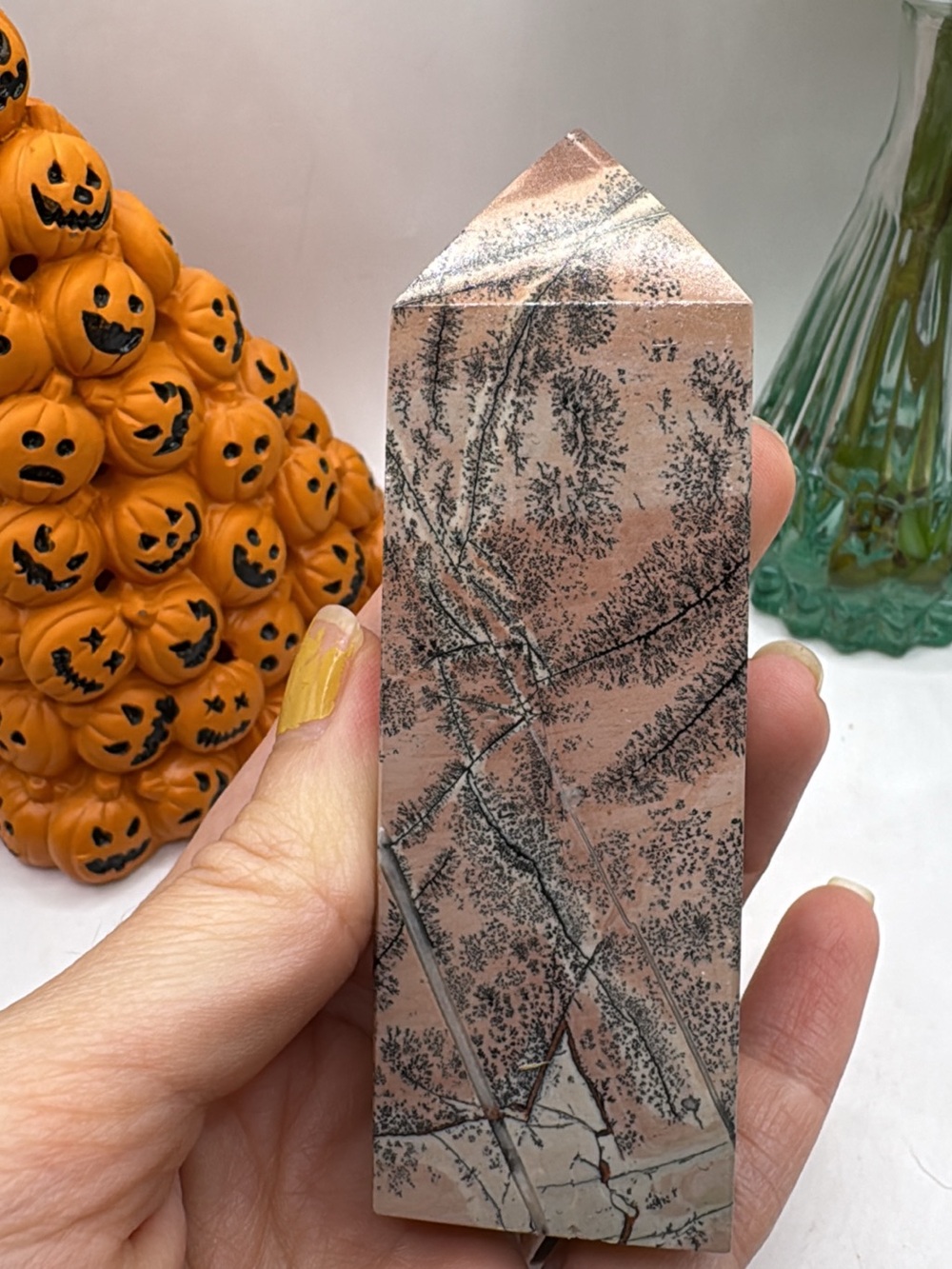 Polished Pink Dendritic Jasper Point - Decorative Home Accent